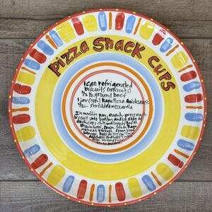 Pizza Recipe Studio Art Pottery Ceramic 12” Plate Artist Signed Sue Seltz 2007